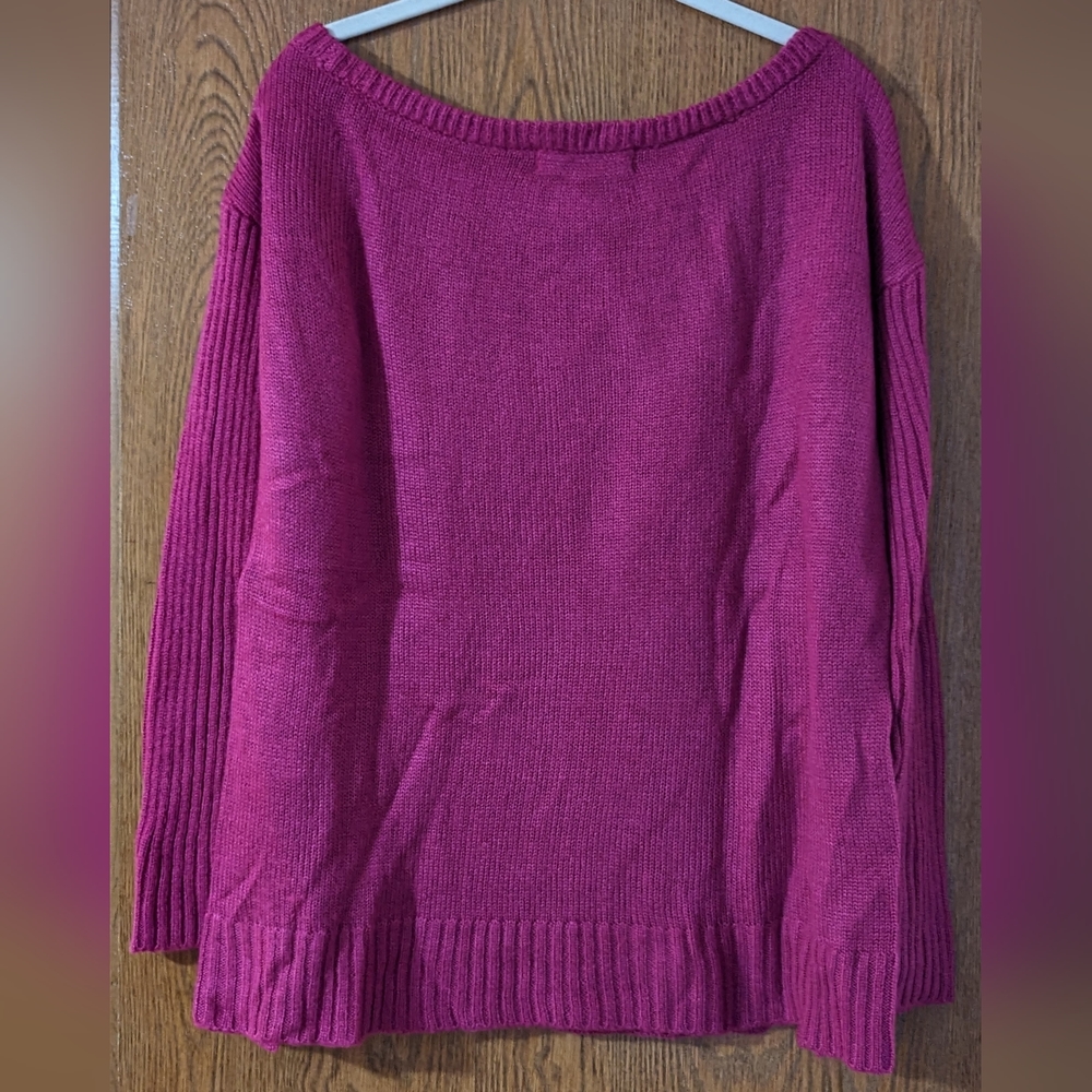 JustFab Off the Shoulder Sweater in Fuscia, Size Small - Picture 6 of 6